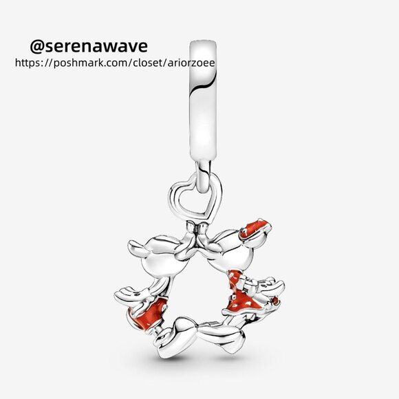 Pandora Disney Mickey Mouse & Minnie Mouse Kissing Dangle Charm - Picture 2 of 6